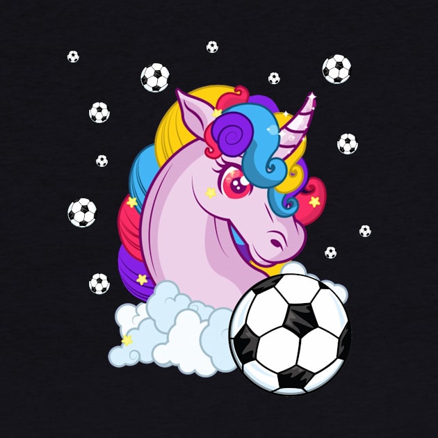 Cute Unicorn Football Ball Soccer T-Shirt for Girls Boys by Simpsonfft